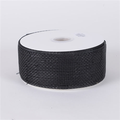 Black - Metallic Deco Mesh Ribbons - ( 4 Inch x 25 Yards ) BBCrafts.com