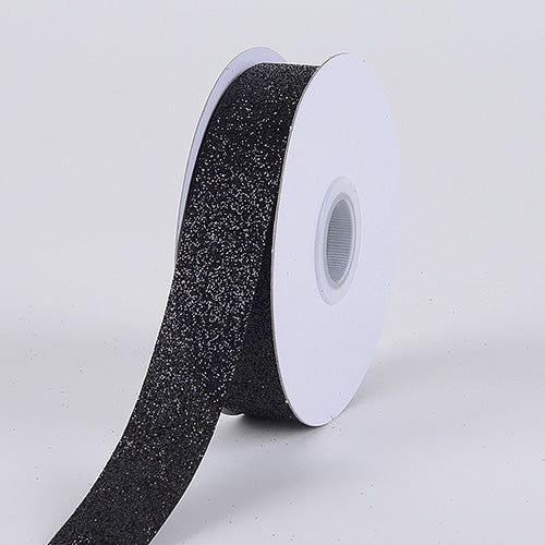 Black - Metallic Glitter Ribbon - ( 5/8 Inch 25 Yards ) BBCrafts.com