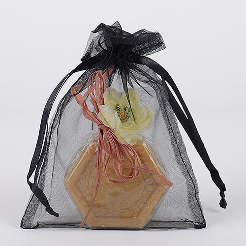 Black - Organza Bags - ( 6x15 Inch - 10 Bags ) BBCrafts.com