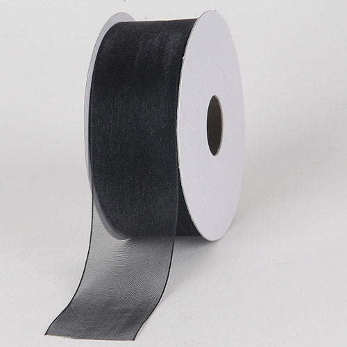 Black - Sheer Organza Ribbon - ( 1 - 1/2 Inch | 25 Yards ) BBCrafts.com
