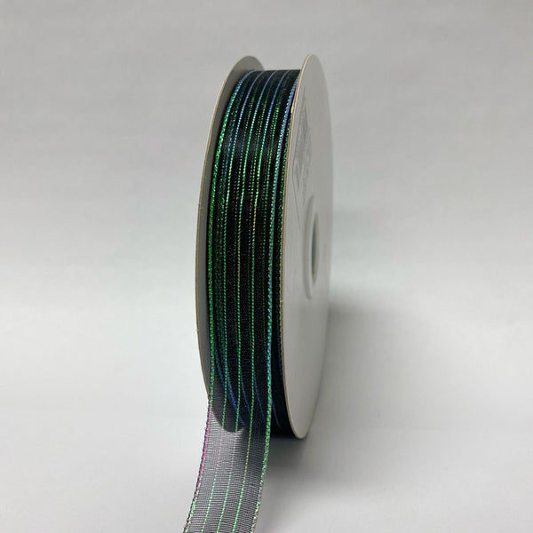 Black with Iridescent - Corsage Ribbon - ( W: 3/8 Inch | L: 50 Yards ) BBCrafts.com