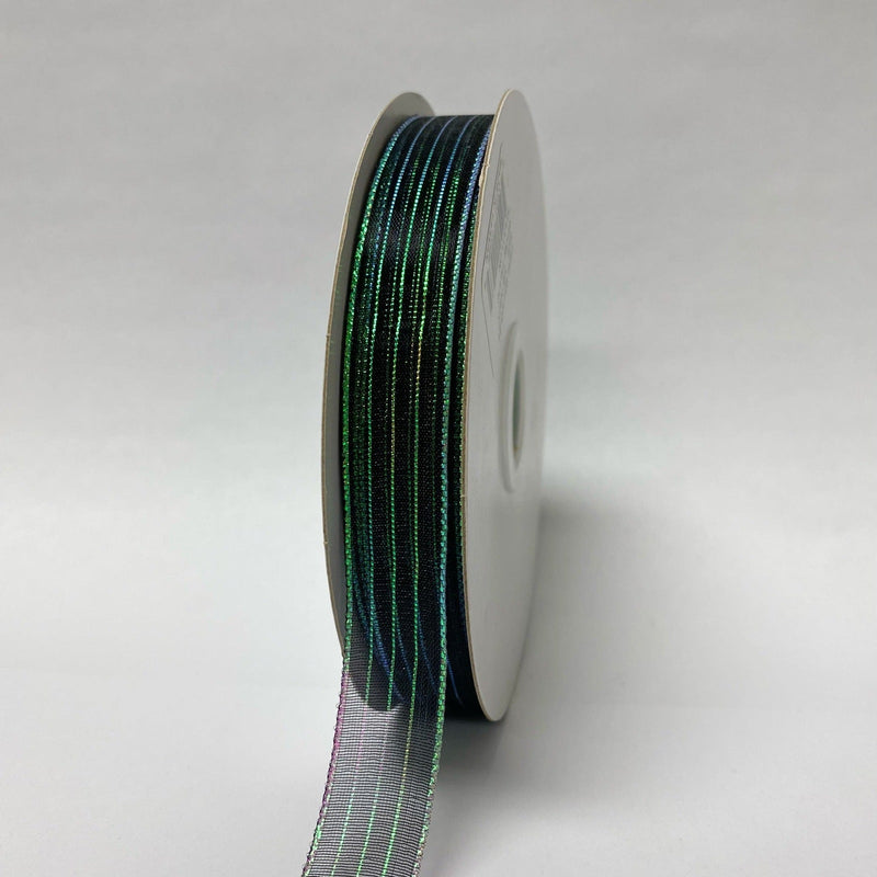 Black with Iridescent - Corsage Ribbon - ( W: 3/8 Inch | L: 50 Yards ) BBCrafts.com