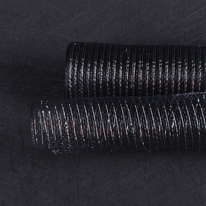 Black with Silver - Deco Mesh Wrap Metallic Stripes - ( 10 Inch x 10 Yards ) BBCrafts.com