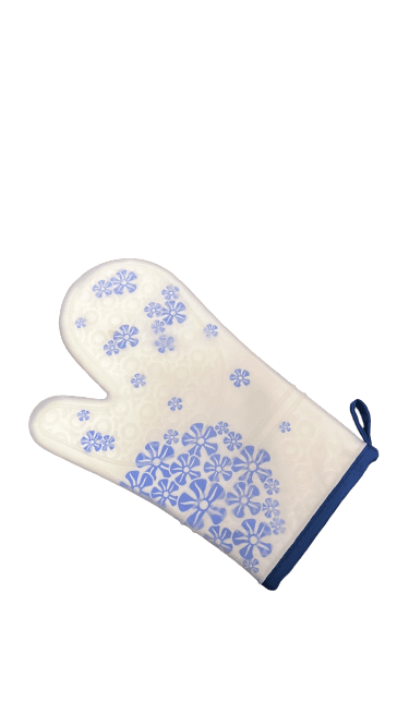 Blue Flower- Silicone Oven Mitts Heavy Duty Cooking Gloves, Kitchen Heat Resistance Oven Gloves, Waterproof Oven Mitts with Non-Slip Textured Grip, 1 Pair BBCrafts.com