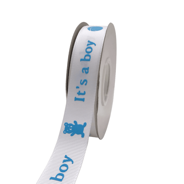 Blue - It's a boy - Grosgrain Ribbon Baby Design ( W: 7/8 Inch | L: 25 Yards ) BBCrafts.com