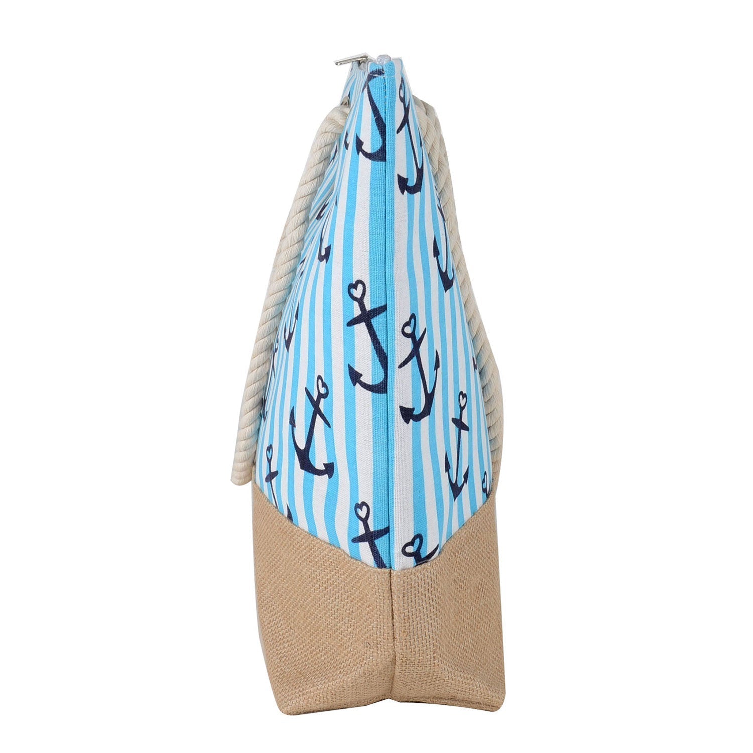 Blue Summer Anchor Tote Bag - 22 Inch x 15 Inch - Women Swim Pool Bag Large Tote BBCrafts.com