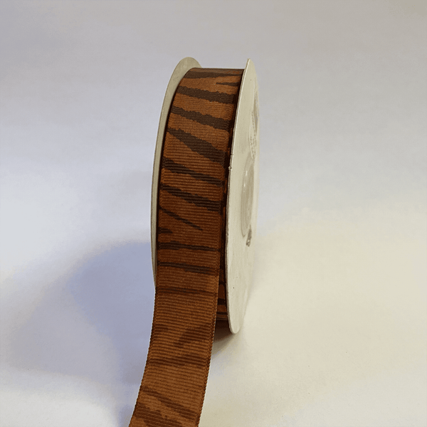 Brown - Grosgrain Ribbon Zebra Print - ( W: 7/8 Inch | L: 25 Yards ) BBCrafts.com