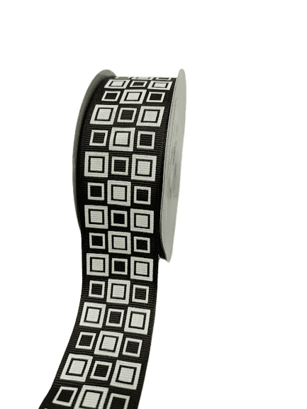 Brown with White - Square Design Grosgrain Ribbon ( 1-1/2 Inch | 25 Ya ...