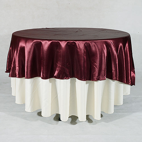 Burgundy - 90 Inch Satin Round Tablecloths BBCrafts.com