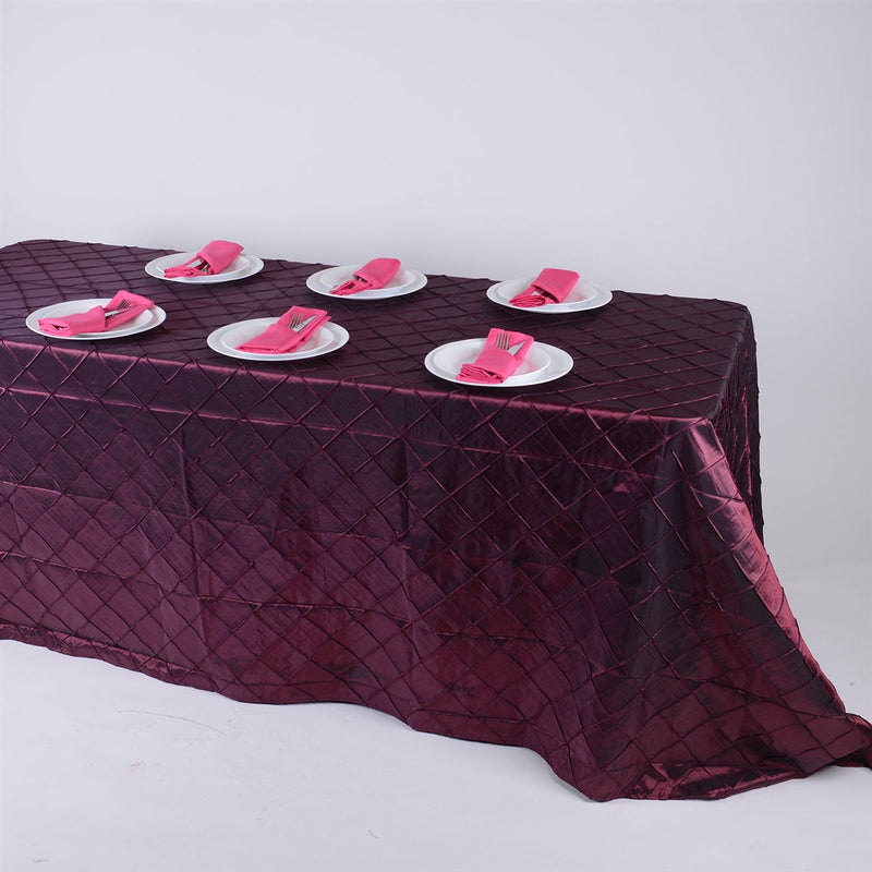 Burgundy - 90 Inch x 156 Inch - Pintuck Satin Tablecloth BBCrafts.com