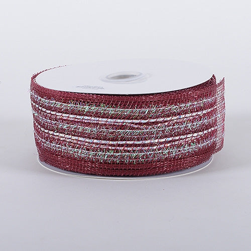 Burgundy - Laser Metallic Mesh Ribbon - ( 2 - 1/2 Inch x 25 Yards ) BBCrafts.com