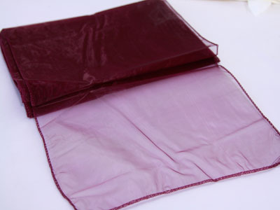 Burgundy - Organza Table Runners - ( 14 Inch x 108 Inches ) BBCrafts.com