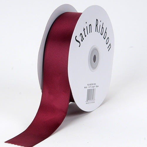 Burgundy - Satin Ribbon Single Face - ( 1 - 1/2 Inch | 50 Yards ) BBCrafts.com