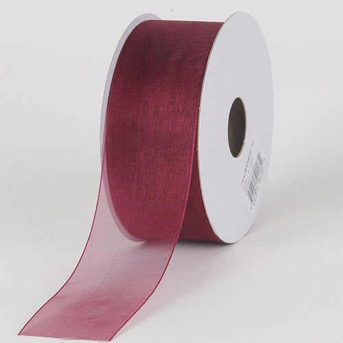 Burgundy - Sheer Organza Ribbon - ( 1 - 1/2 Inch | 25 Yards ) BBCrafts.com