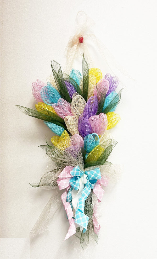 Bouquet of Mesh Flowers Wreath - Made by Designer Leah