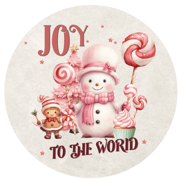 CHRISTMAS Metal Sign: JOY TO THE WORLD - Wreath Accent - Made In USA BBCrafts.com