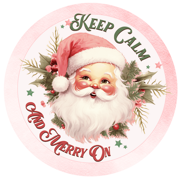 CHRISTMAS Metal Sign: KEEP CALM & MERRY ON - Wreath Accent - Made In USA BBCrafts.com