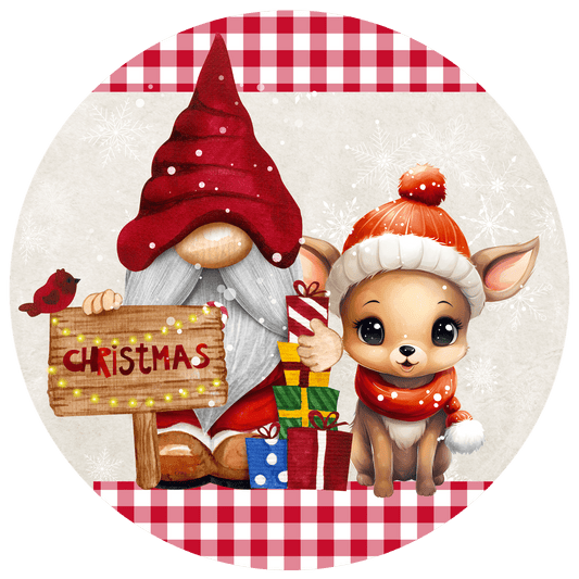 Christmas Santa Deer Metal / Vinyl Sign - Made in USA