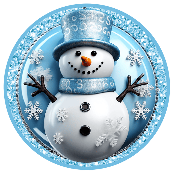 CHRISTMAS Metal Sign: SNOWMAN - Wreath Accent - Made In USA BBCrafts.com