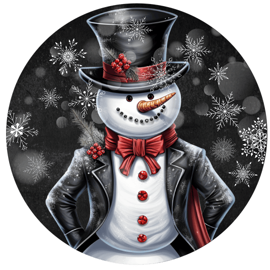 Christmas Classy Tuxedo Snowman Metal / Vinyl Sign - Made in USA