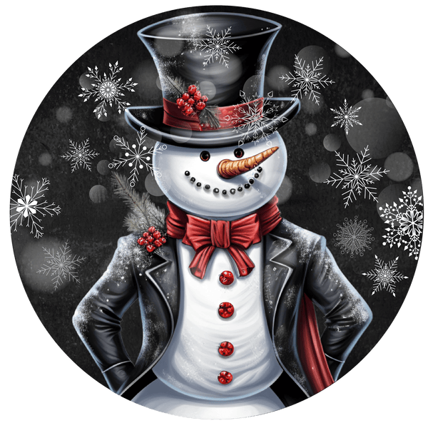 CHRISTMAS Metal Sign: WICKED SNOWMAN - Wreath Accent - Made In USA BBCrafts.com