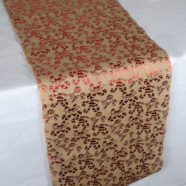 Candy Cane Natural - 100% Natural Jute Burlap Table Runner ( 14 Inch x 108 Inches ) BBCrafts.com