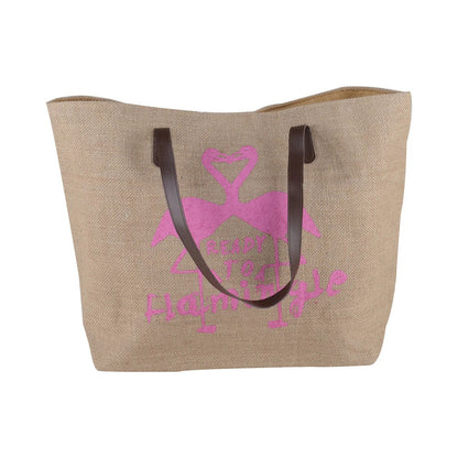 Women’s Beach Tote Bags Combo Set of 3 – Pink Flamingo, White & Blue Zebra Striped & Gold Flamingo Canvas Large Pool & Travel Totes