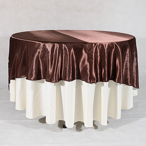 Chocolate - 90 Inch Satin Round Tablecloths BBCrafts.com