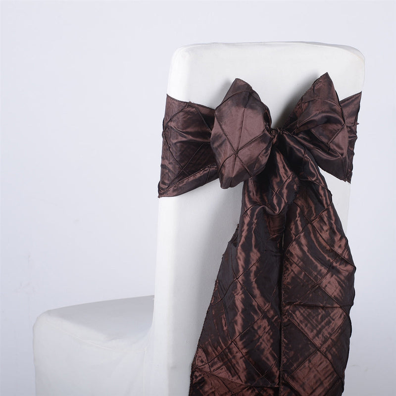 Pintuck Satin Chair Sash Chocolate Brown