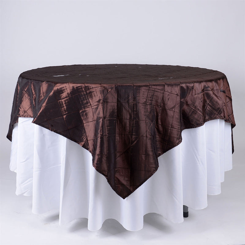 Chocolate Brown - 72 Inch x 72 Inch Square Pintuck Satin Overlay BBCrafts.com