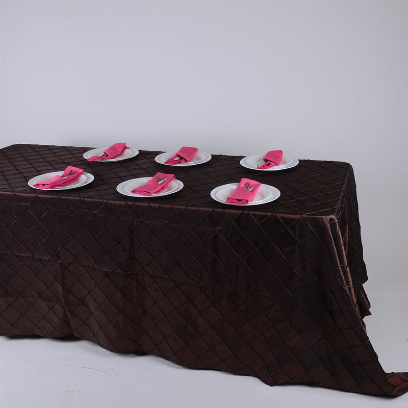Chocolate Brown - 90 Inch x 156 Inch - Pintuck Satin Tablecloth BBCrafts.com