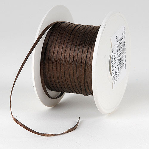 Chocolate Brown Satin Ribbon - ( W: 1/16 Inch | L: 300 Yards ) BBCrafts.com