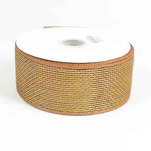 Chocolate - Metallic Deco Mesh Ribbons - ( 2.5 Inch x 25 Yards ) BBCrafts.com