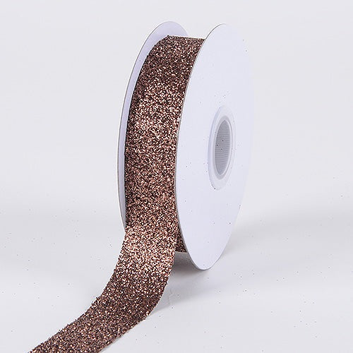 Chocolate - Metallic Glitter Ribbon - ( 7/8 Inch 25 Yards ) BBCrafts.com