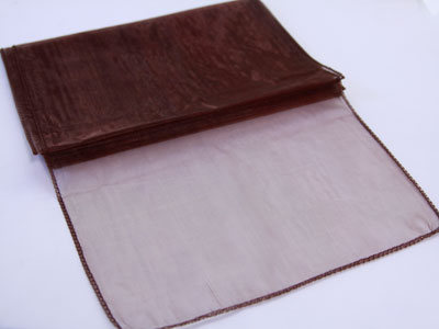 Chocolate - Organza Table Runners - ( 14 Inch x 108 Inches ) BBCrafts.com