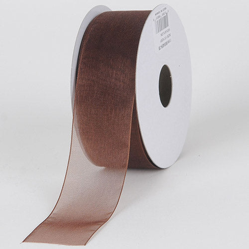 Chocolate - Sheer Organza Ribbon - ( 1 - 1/2 Inch | 25 Yards ) BBCrafts.com