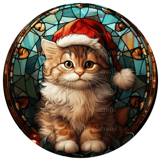 Christmas Cat Metal / Vinyl Sign - Made in USA