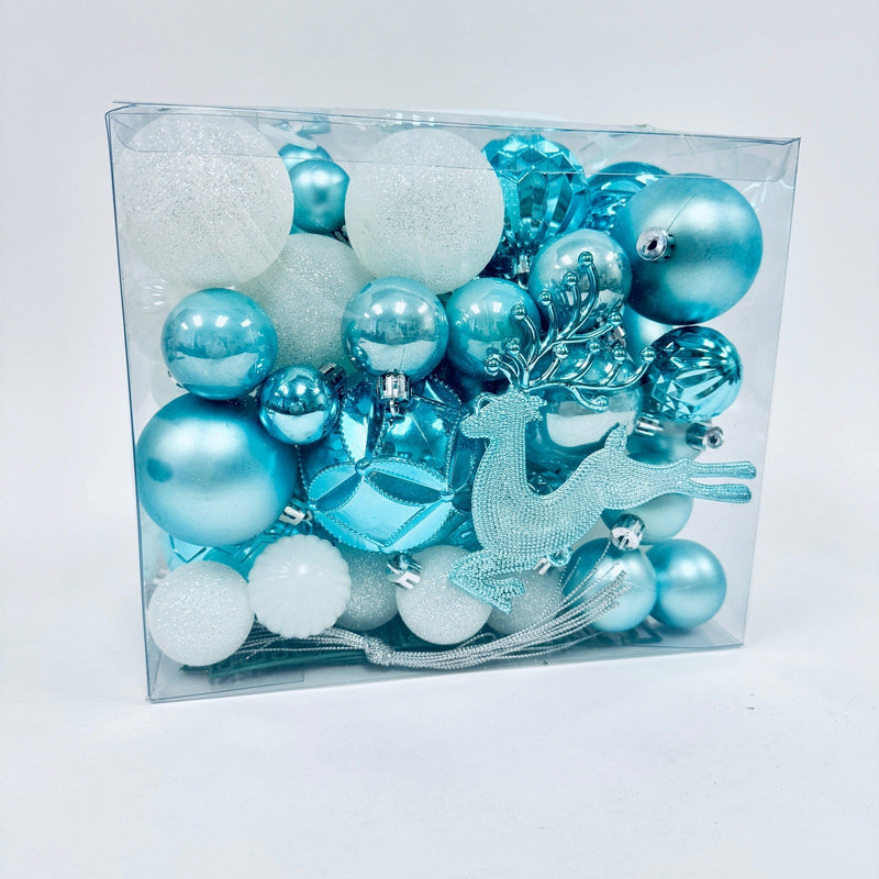 Christmas Balls Aqua Blue and White Ornaments Shatterproof - 50 Pieces BBCrafts.com