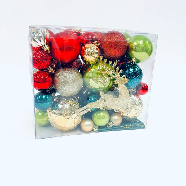 Christmas Balls Red Gold and Green Glitter Ornaments Shatterproof - 50 Pieces BBCrafts.com
