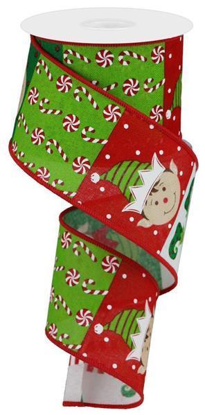 Christmas Holiday Ribbon Happy Elf Wired Edge - ( 2-1/2 Inch | 10 Yards ) BBCrafts.com