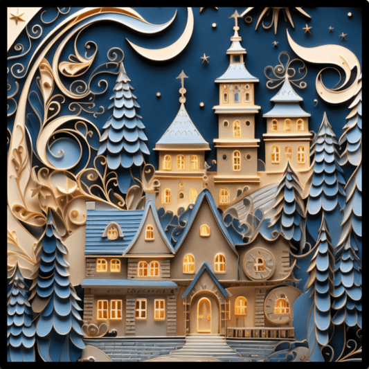 Christmas Blue Christmas Town Metal Sign - Made in USA