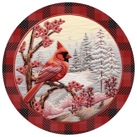 Christmas Cardinal Bird Metal / Vinyl Sign - Made in USA