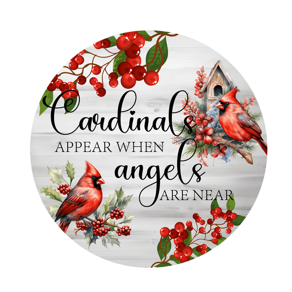 Christmas Metal Sign: CARDINALS ARE ANGELS - Made In USA - BBCrafts.com