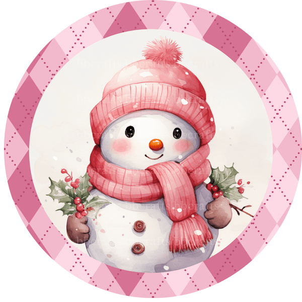 Christmas Metal Sign: CUTE SNOWMAN - Wreath Accent - Made In USA BBCrafts.com