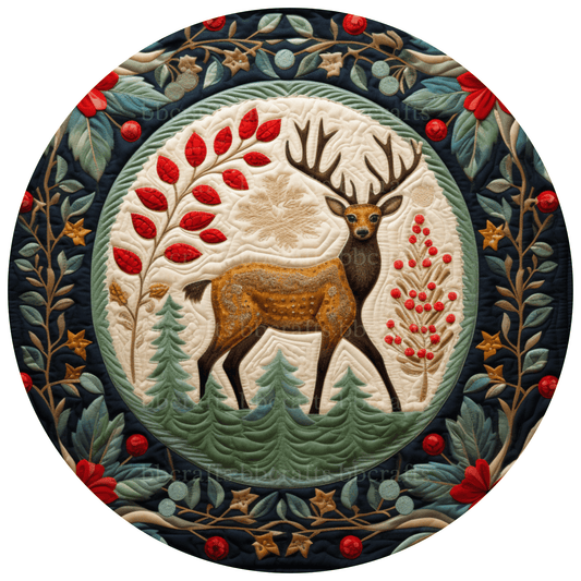 Christmas Deer Metal / Vinyl Sign - Made in USA