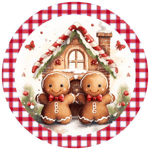 Christmas Metal Sign: GINGERBREAD MAN - Wreath Accent - Made In USA BBCrafts.com