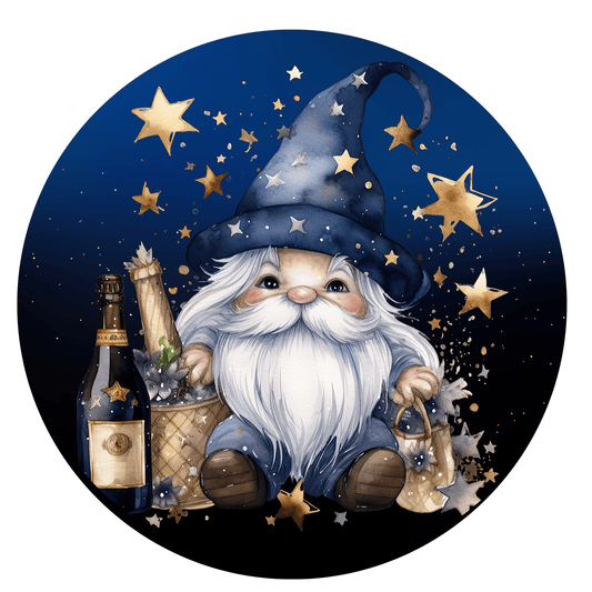 Christmas Gnome with Wine Metal / Vinyl Sign - Made in USA