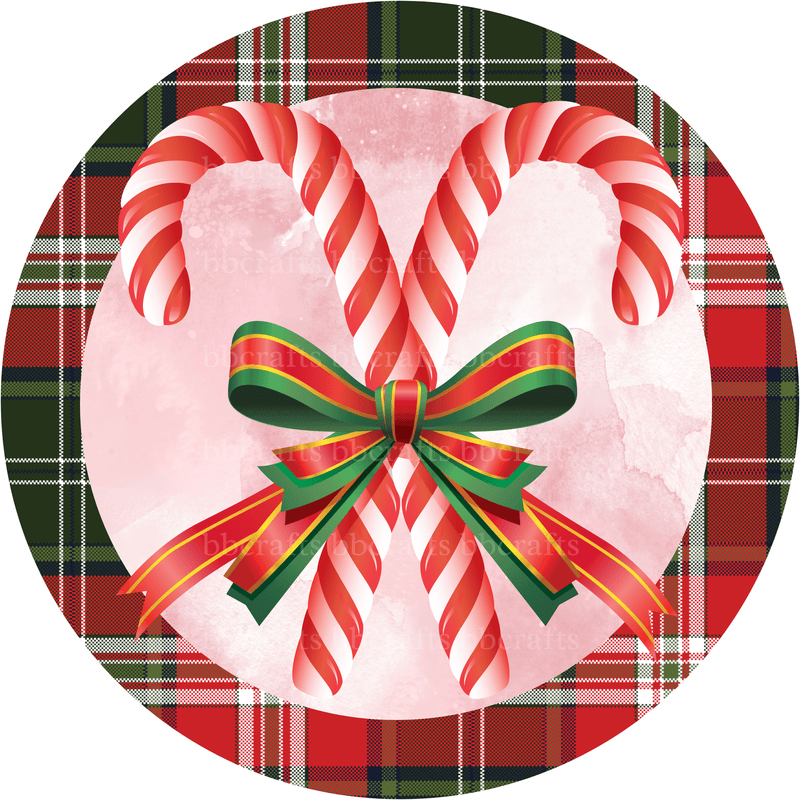 Christmas Metal Sign: HOLIDAY CANDYCANE - Wreath Accent - Made In USA BBCrafts.com