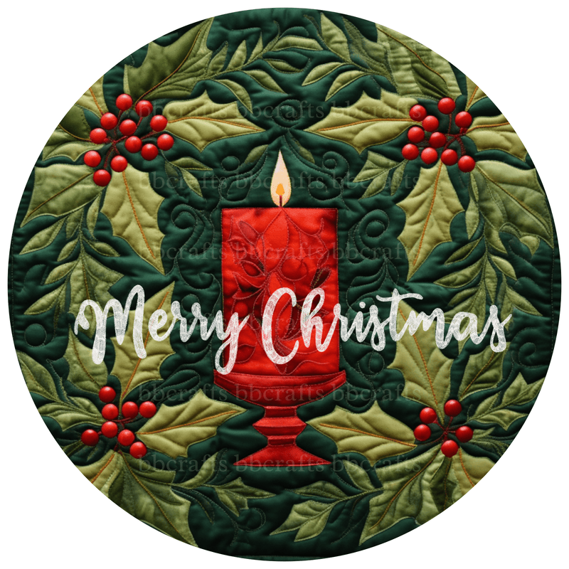 Christmas Metal Sign: MERRY CHRISTMAS - Wreath Accent - Made In USA BBCrafts.com