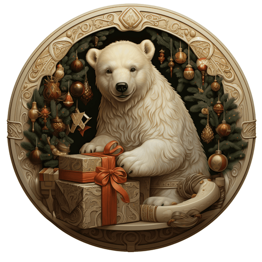 Christmas Polar Bear Metal / Vinyl Sign - Made in USA